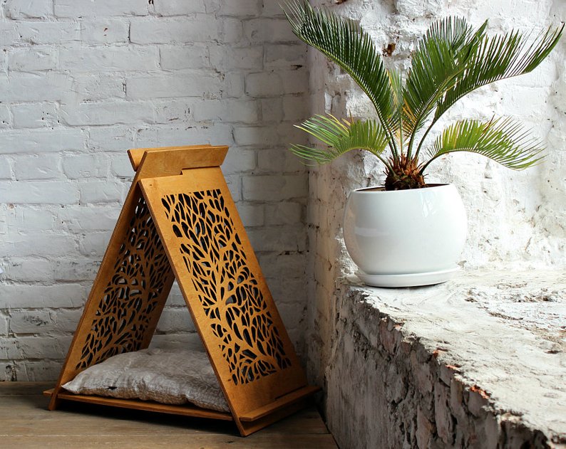 contemporary cat teepee cat plywood