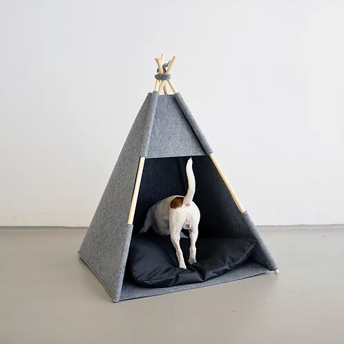 felt cat teepee grey felt cat cave enclosed cat bed