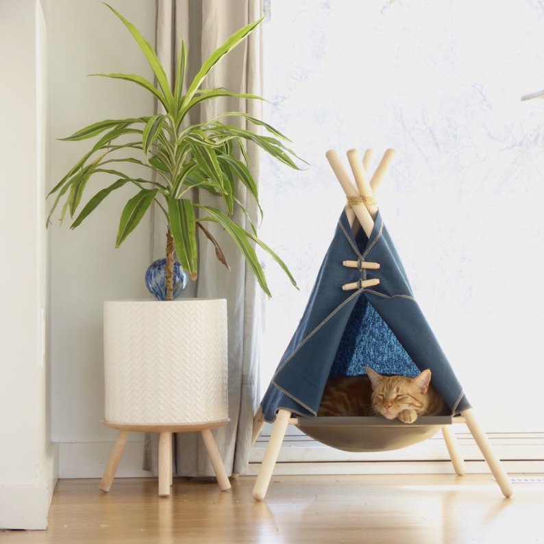 cat teepee cat hammock blue adventure tent